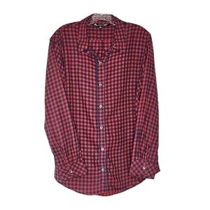 Lee Riders Shape Illusions long sleeve red blue button front shirt size XL